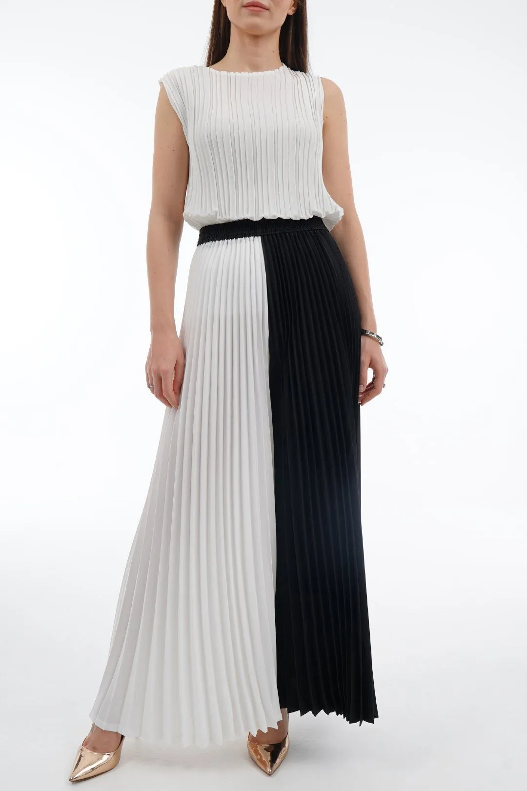 Priya Palazzo Two Tone Color Pleated Pants