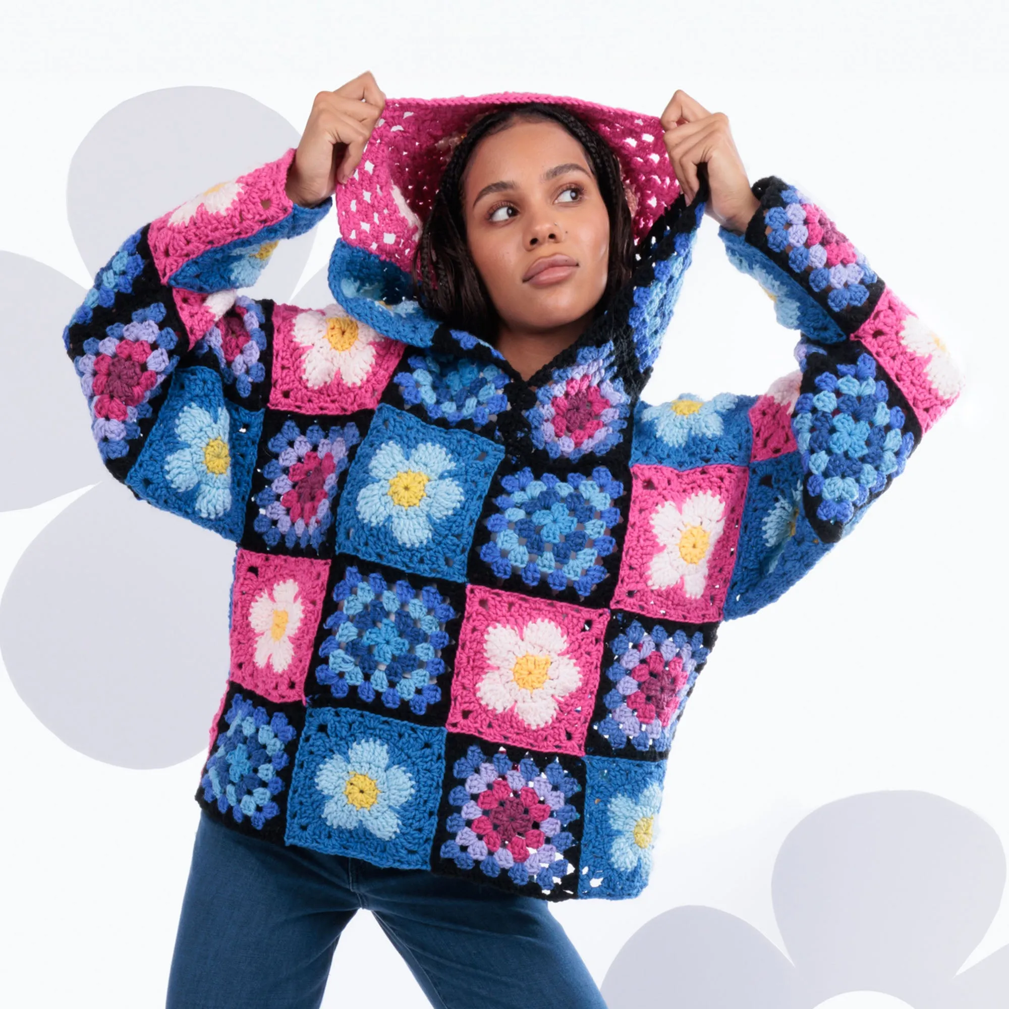 Red Heart Crochet Flower Power Hoodie