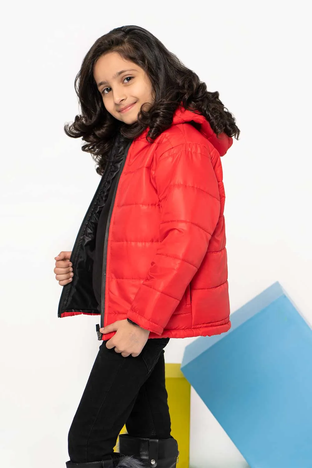 Red Hooded Puffer - Girls