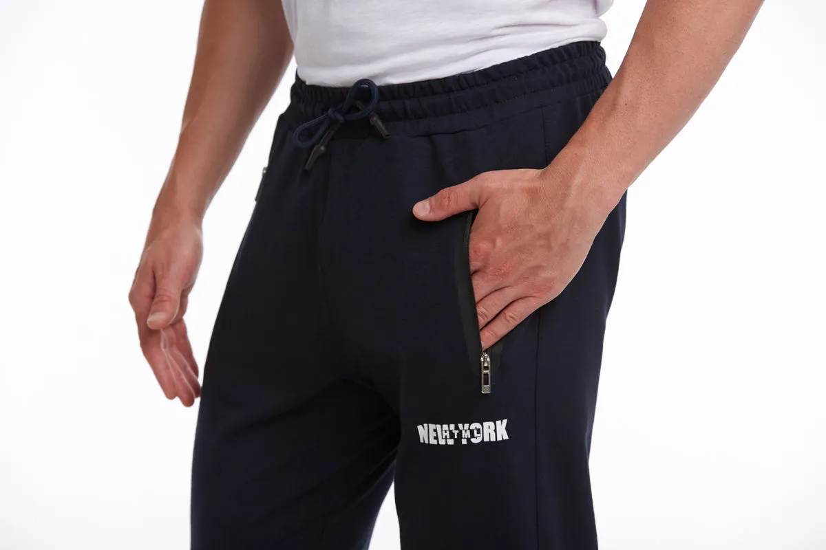 Regular Fit Cotton Blend Navy Sweatpants