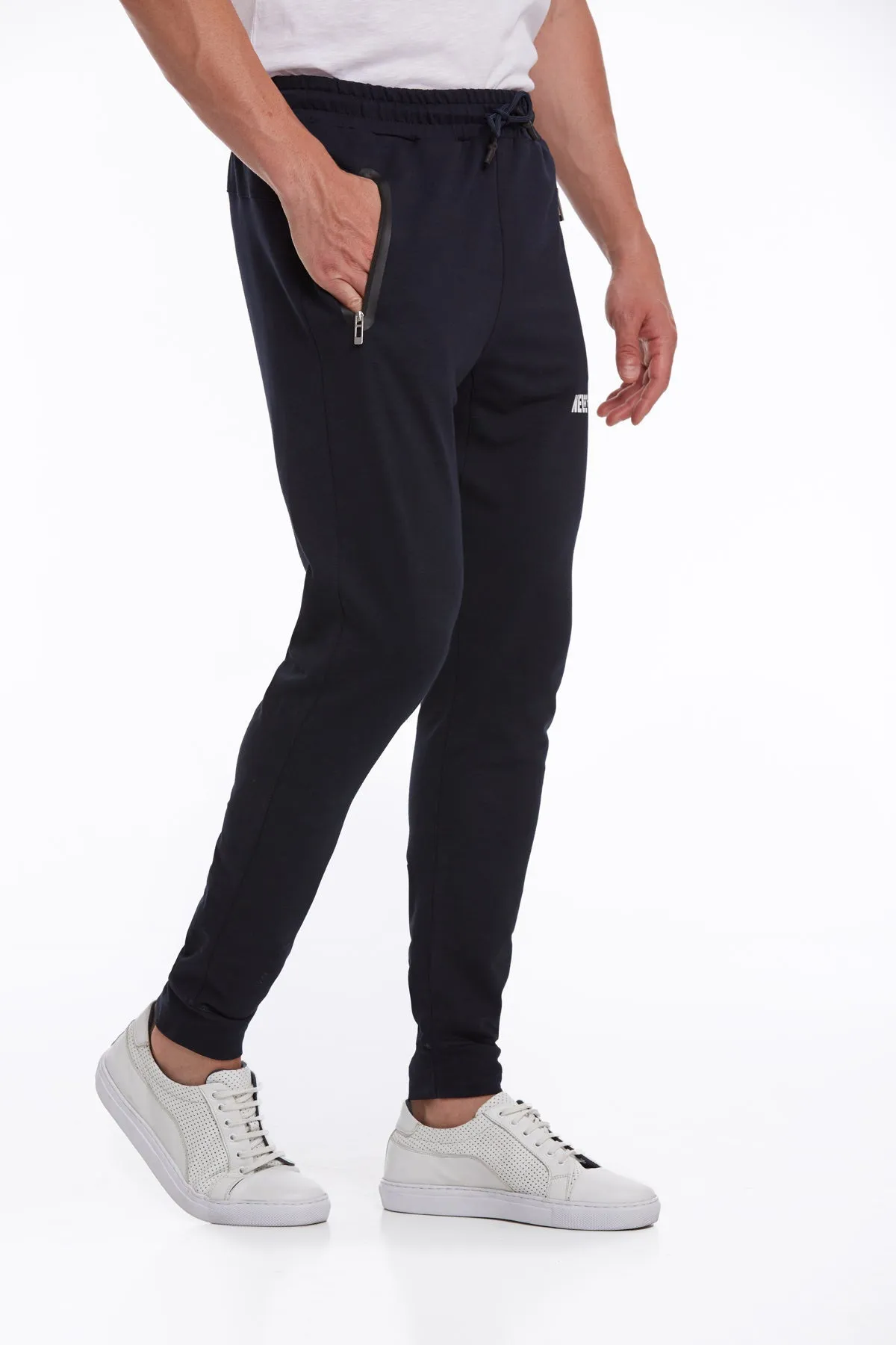 Regular Fit Cotton Blend Navy Sweatpants