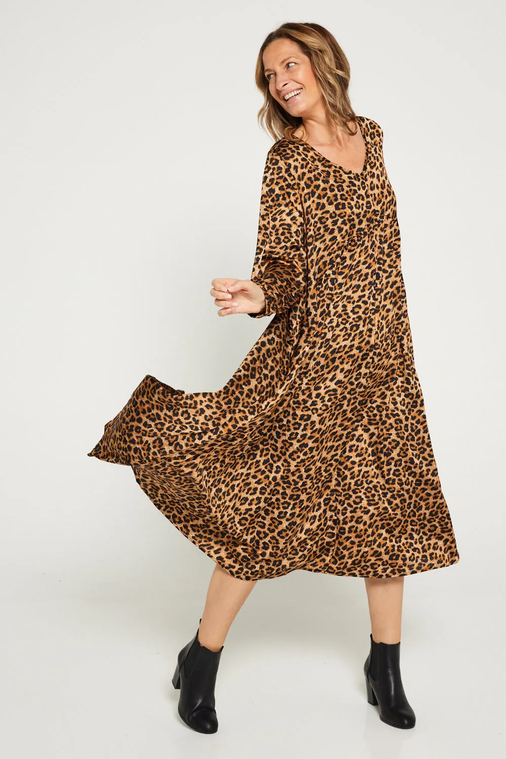 Reya Dress - Golden Leopard