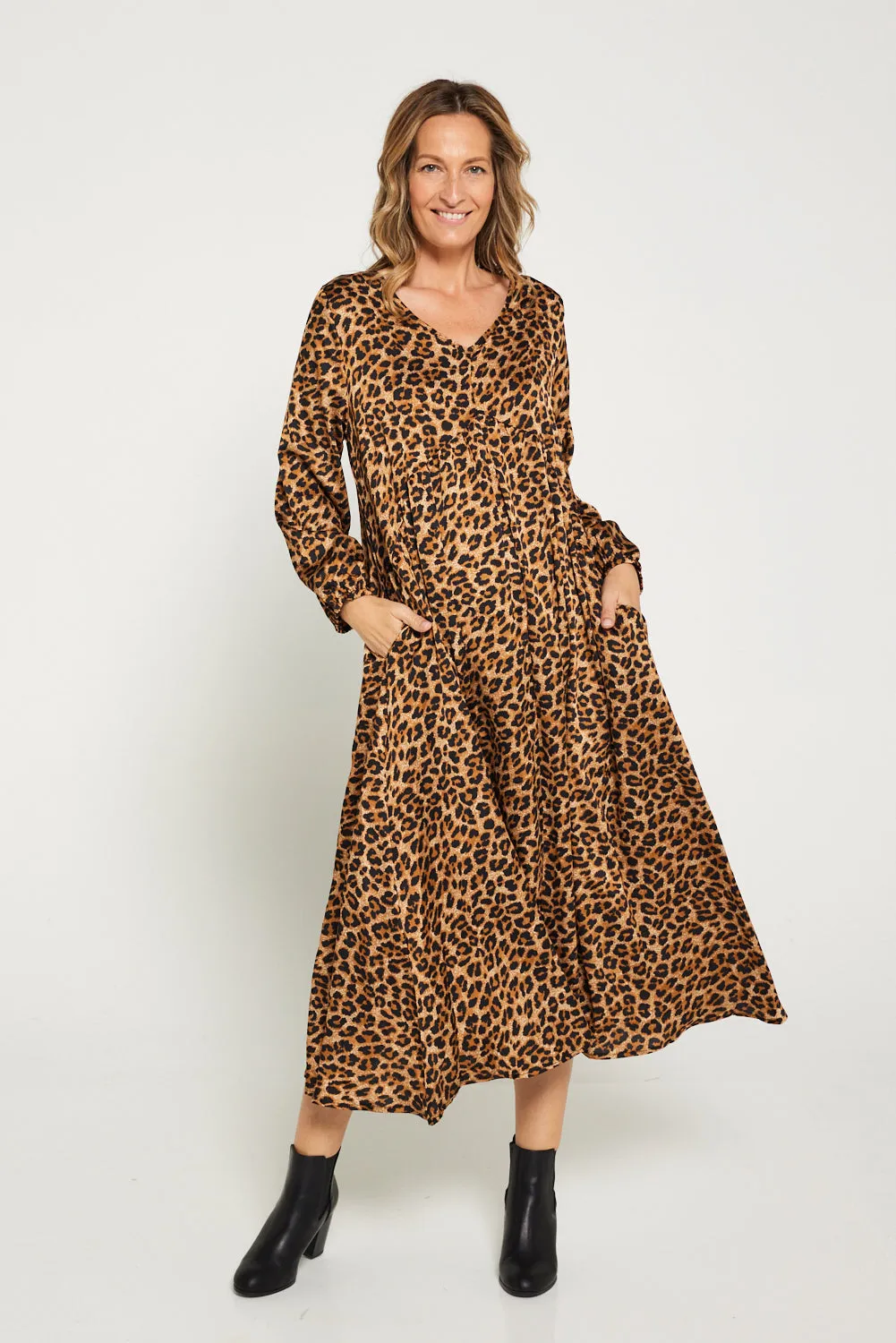 Reya Dress - Golden Leopard