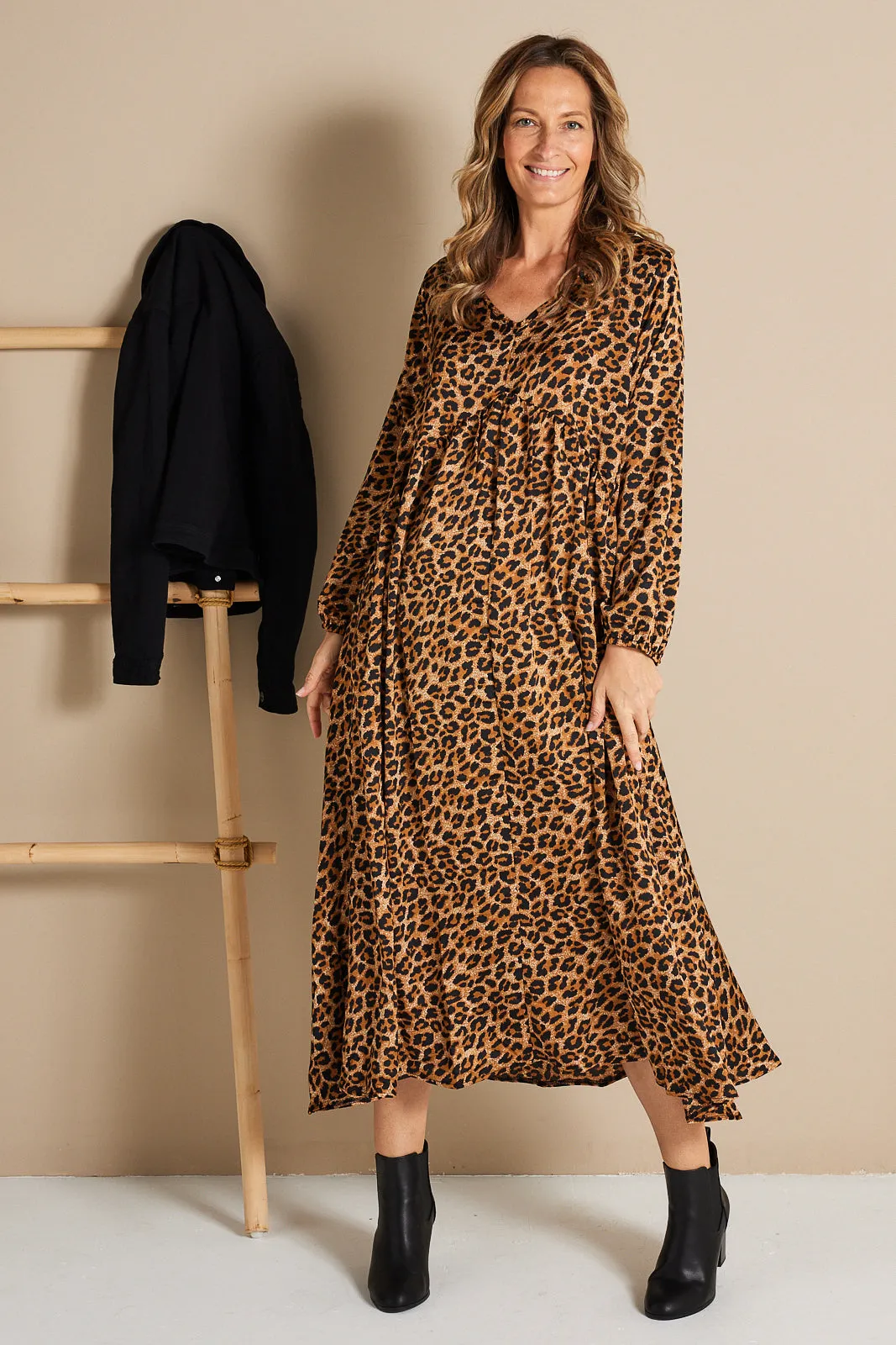 Reya Dress - Golden Leopard