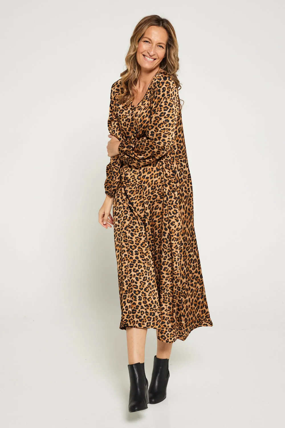 Reya Dress - Golden Leopard