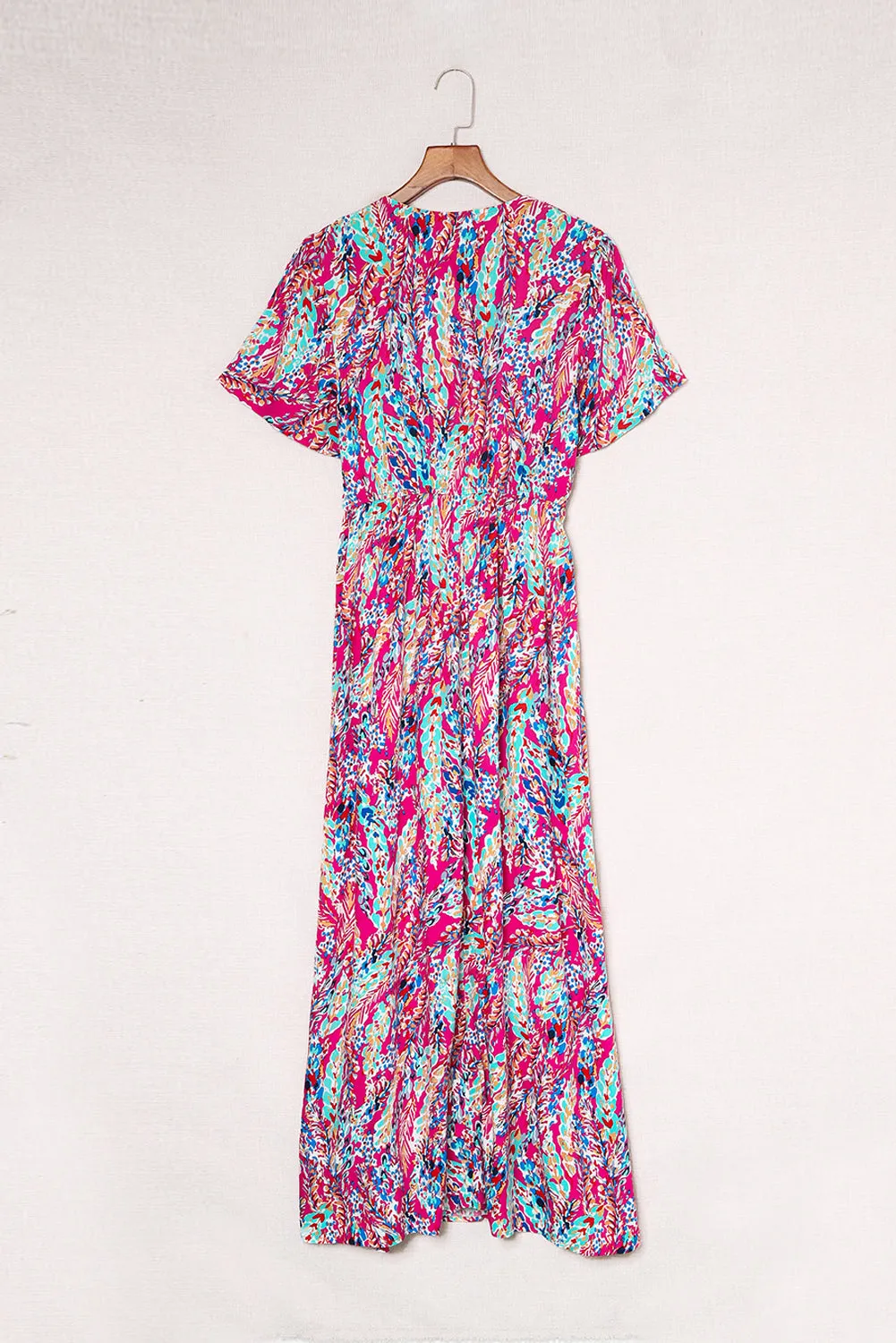 Rose Wrap V Neck Floral Maxi Dress