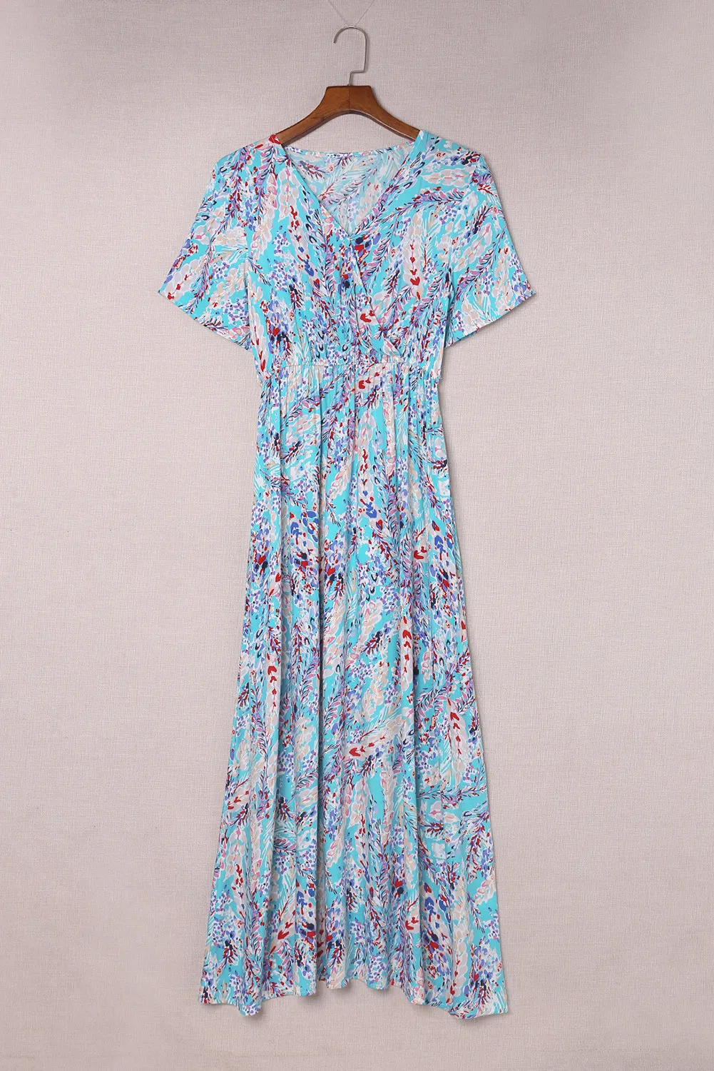 Rose Wrap V Neck Floral Maxi Dress