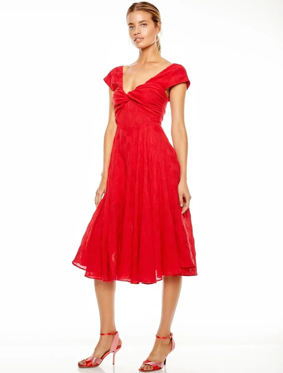 RUBY RED MIDI DRESS