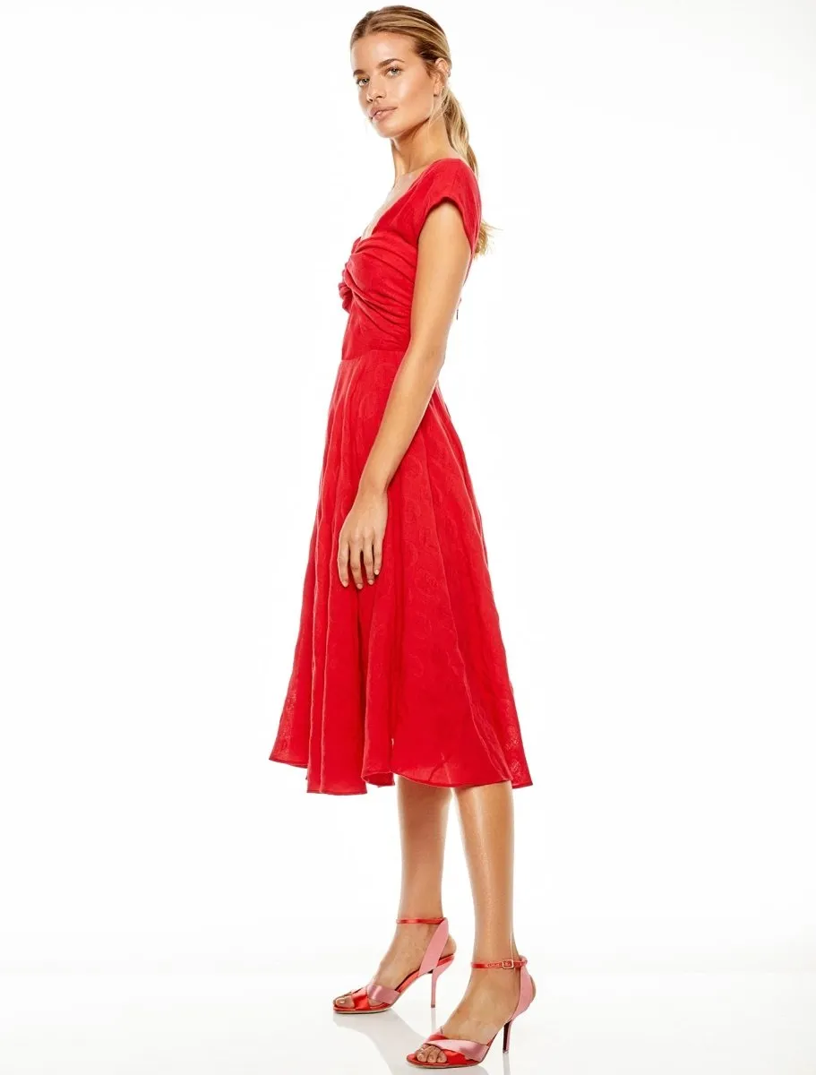 RUBY RED MIDI DRESS