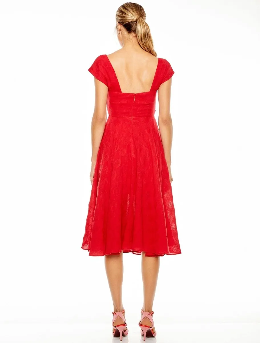 RUBY RED MIDI DRESS