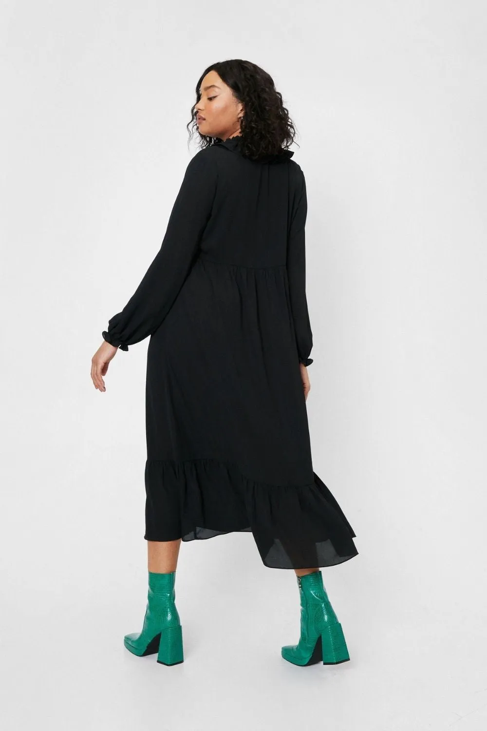 Ruffle Front Midi Dress