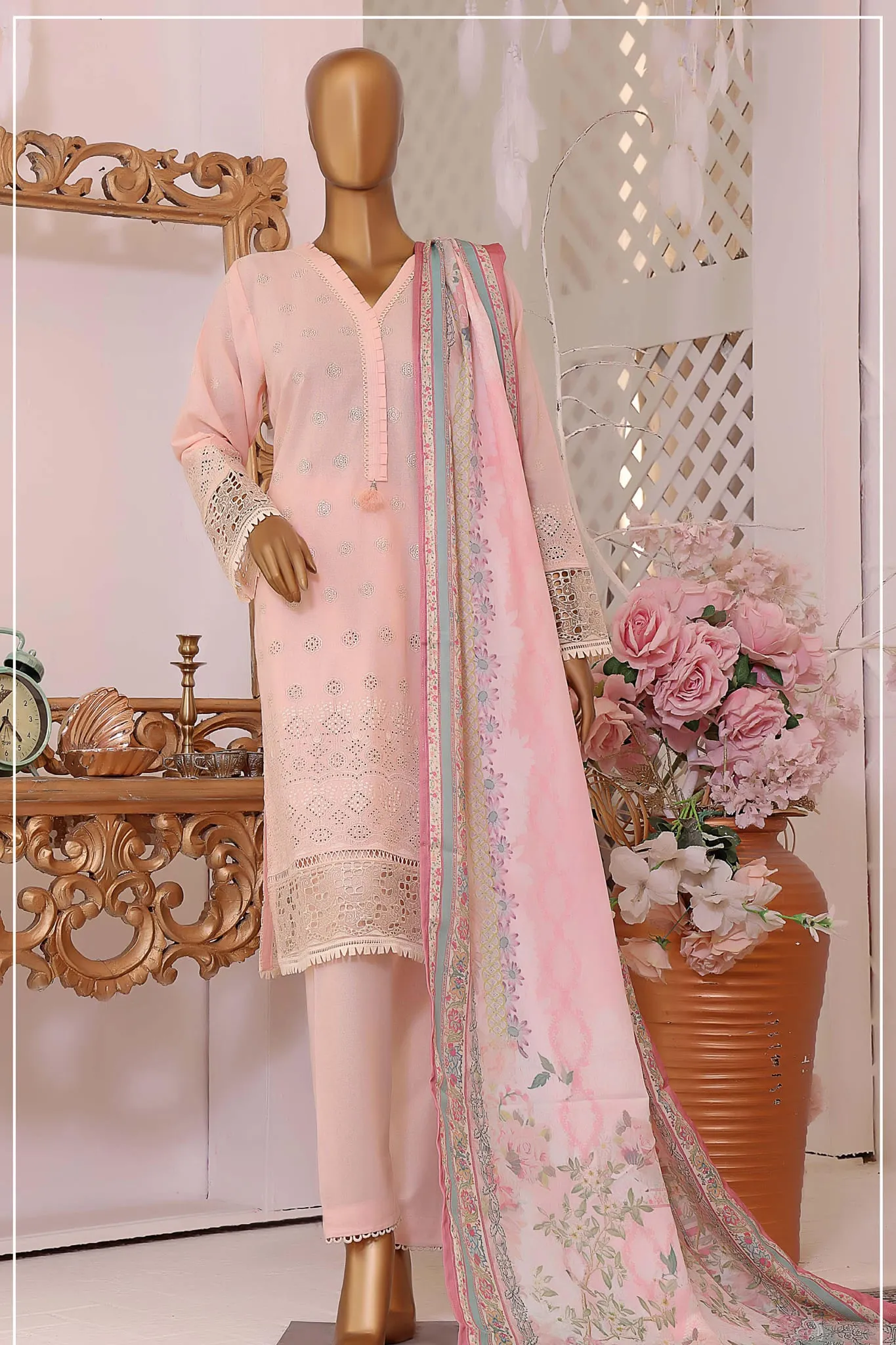 Sada Bahar Stitched 3 Piece Karandi Chikankari Shawl Collection'2022-KCK-011-Pink