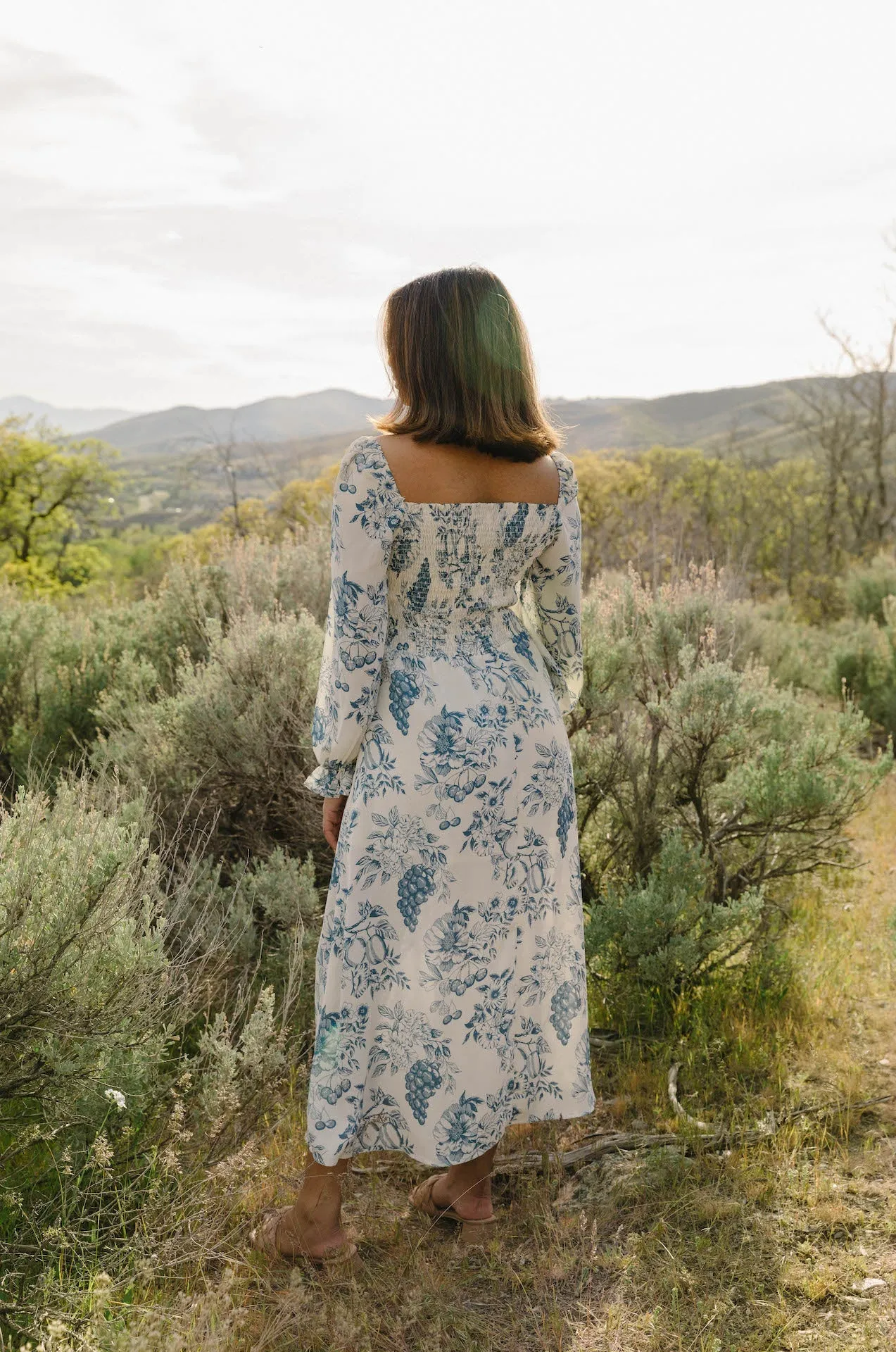 Sadie Blue and White Floral Dress