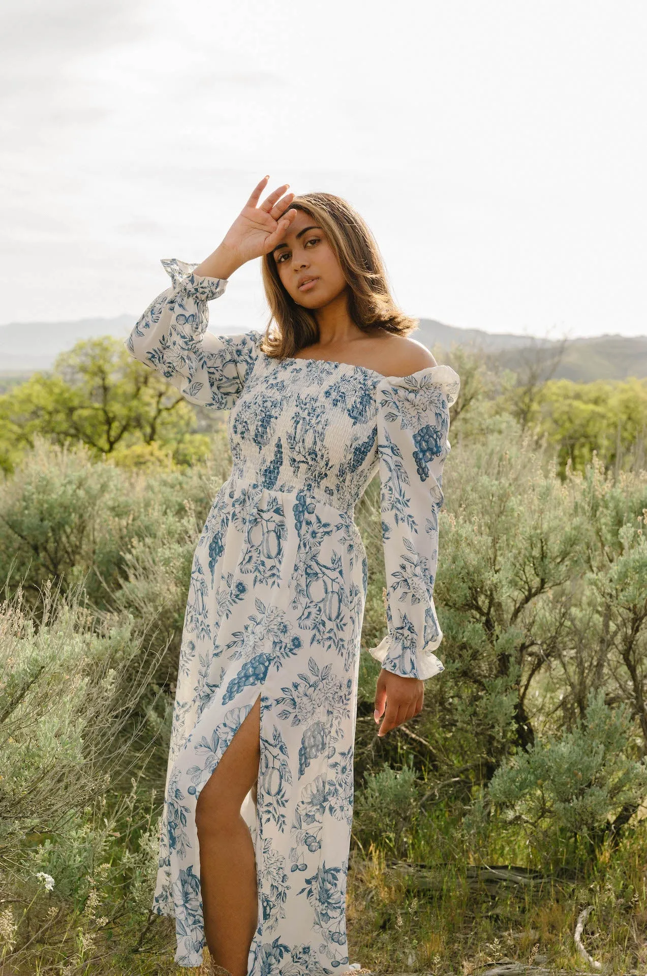 Sadie Blue and White Floral Dress