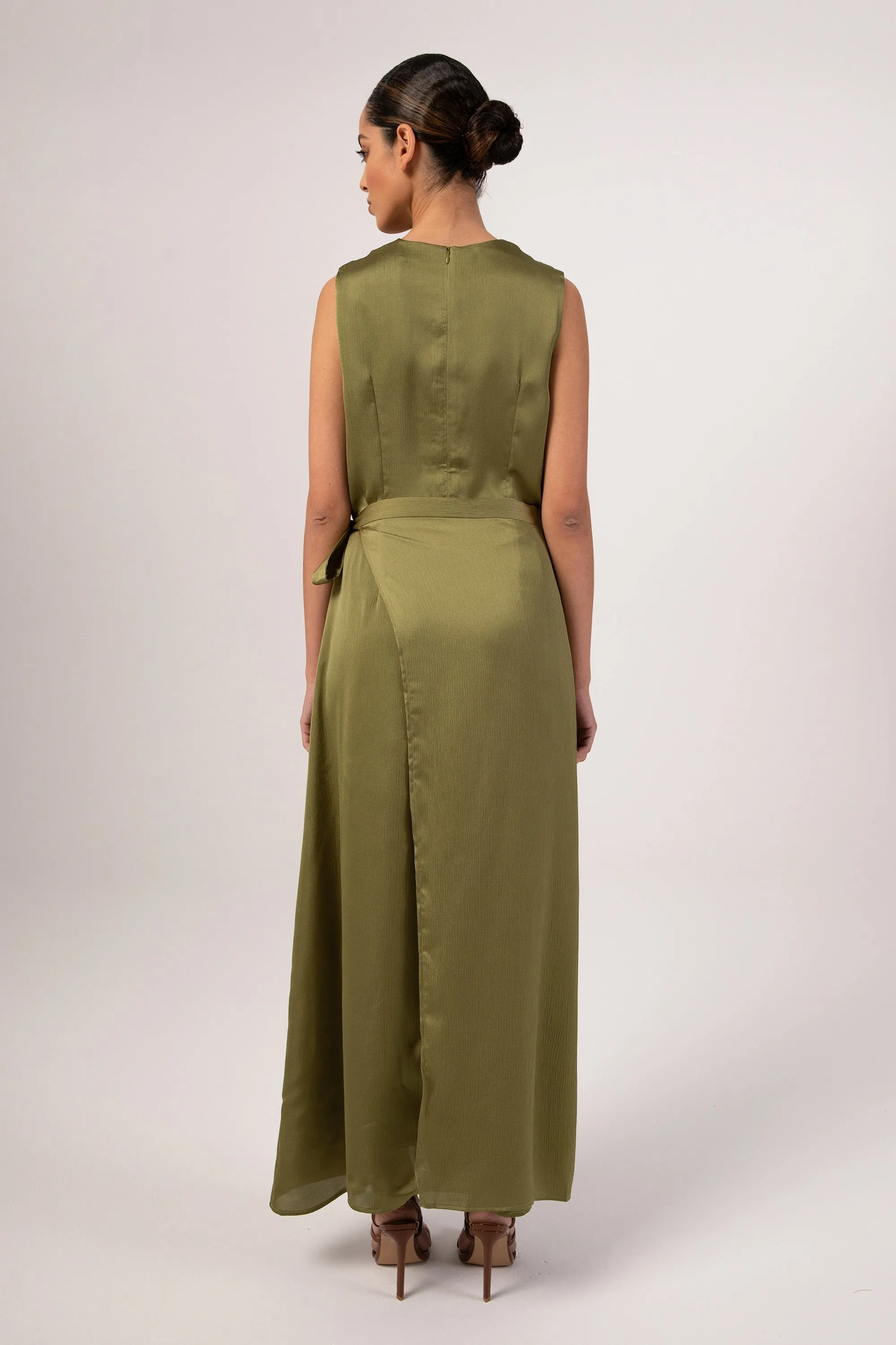 Salma Sleeveless Maxi Dress & Skirt Set - Avocado