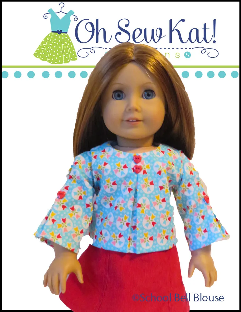 School Bell Blouse 18 Inch Doll Sewing Pattern