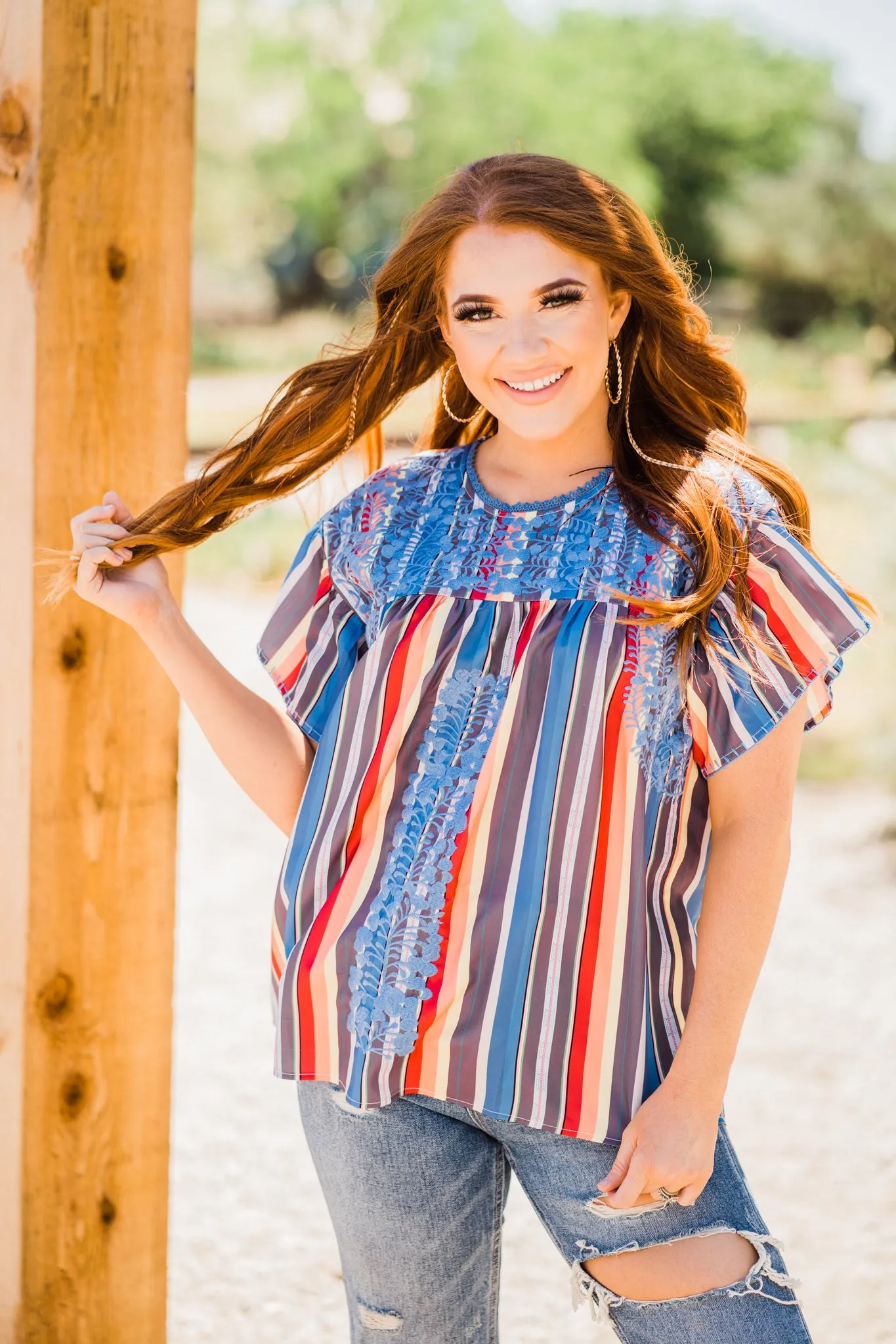 Serape Embroidered Top