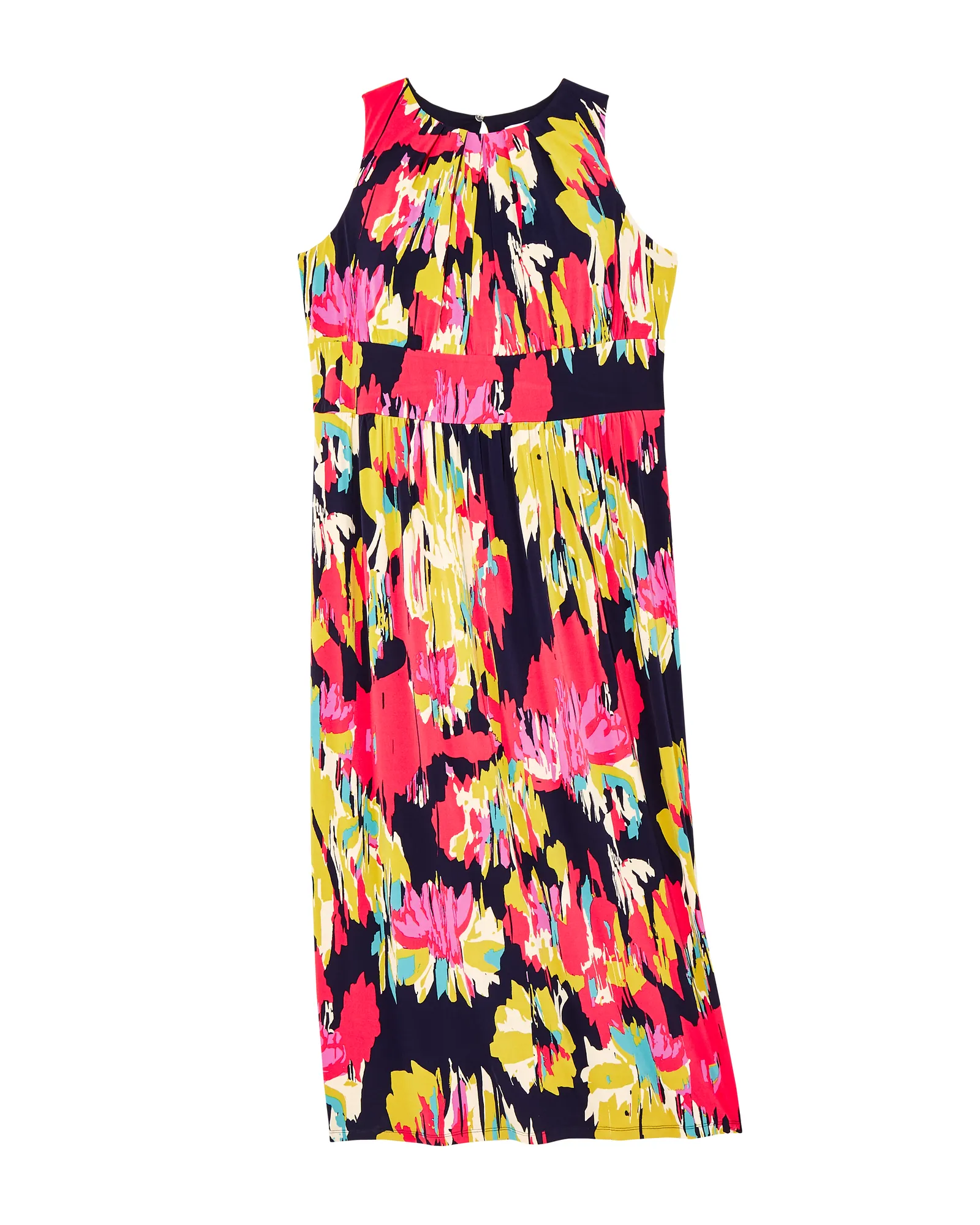 Sleeveless Waist Defining Maxi Dress | Navy / Coral