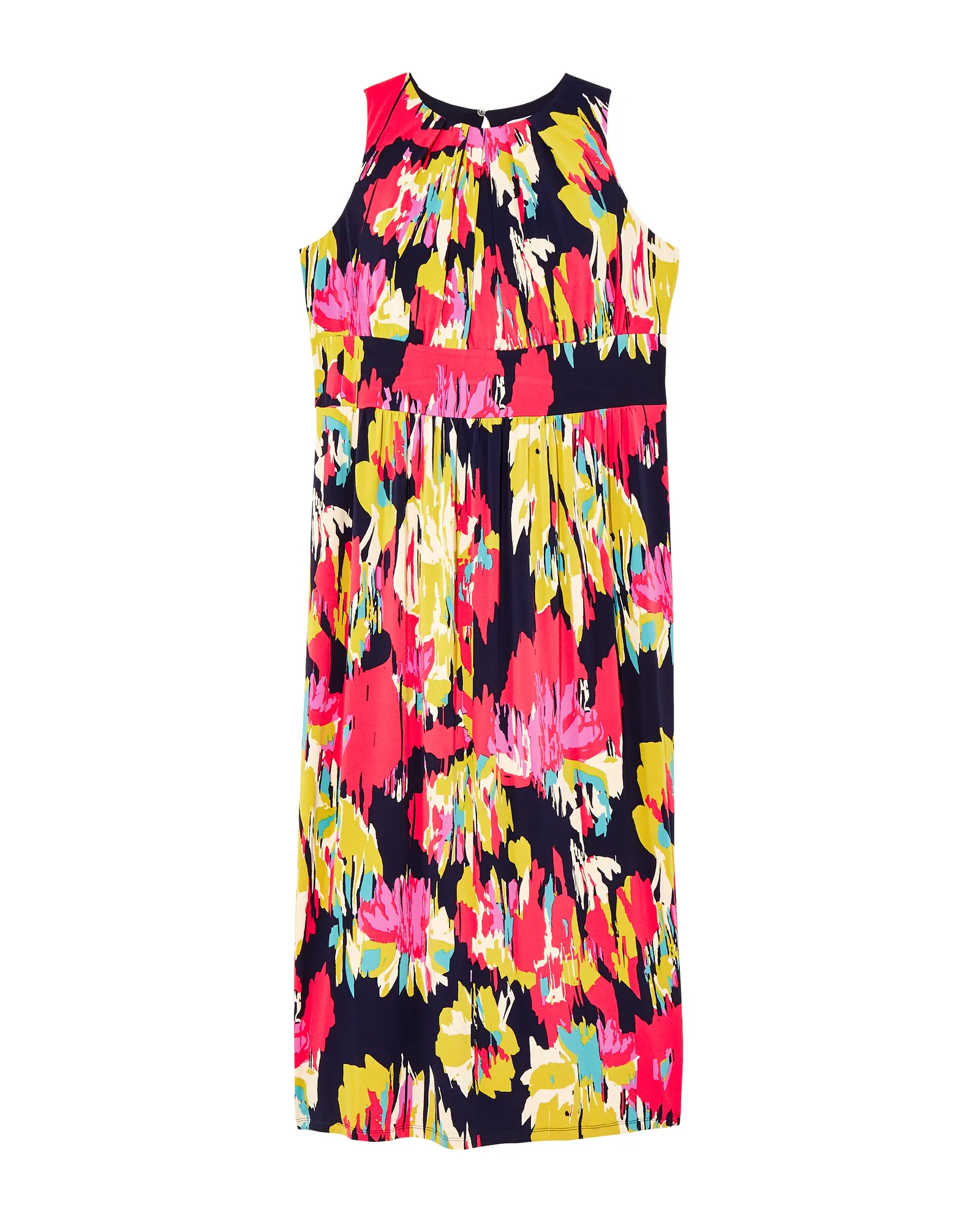 Sleeveless Waist Defining Maxi Dress | Navy / Coral