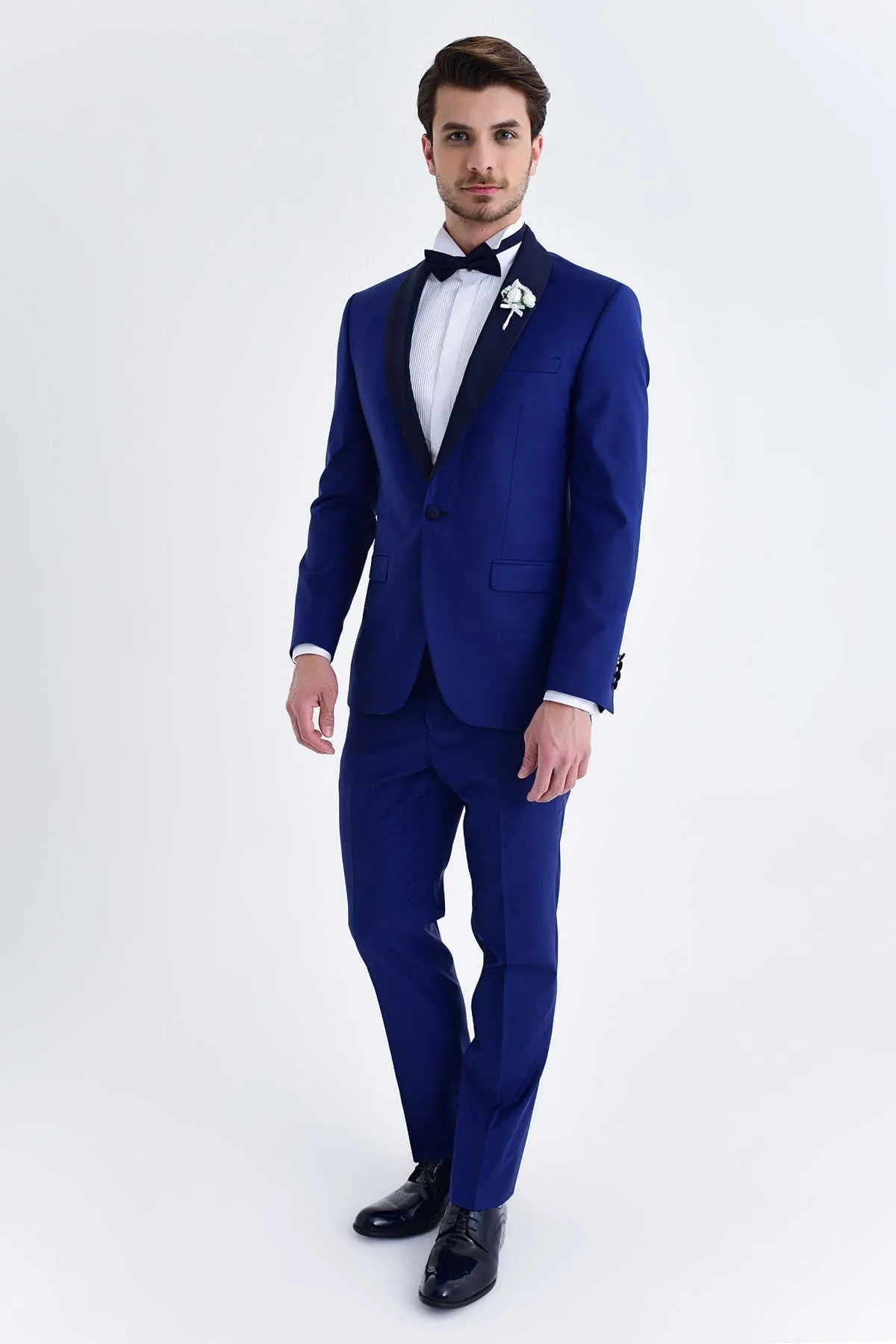 Slim Fit Navy Release Shawl Lapel Wool Blend Classic Tuxedo