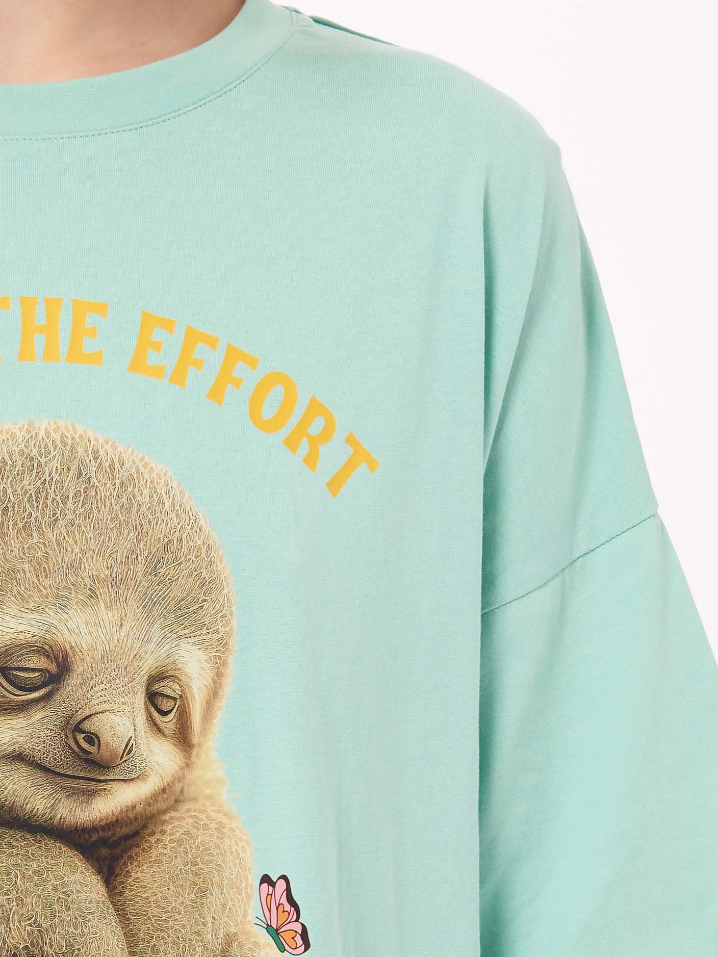 Sloth Print Unisex T-Shirt in Light Mint Green