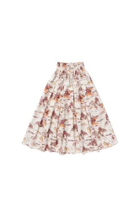 Smocked Waist MIDI Skirt - Chinoiserie