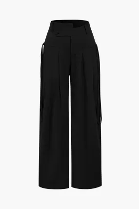 Solid Wide Leg Pocket Trousers