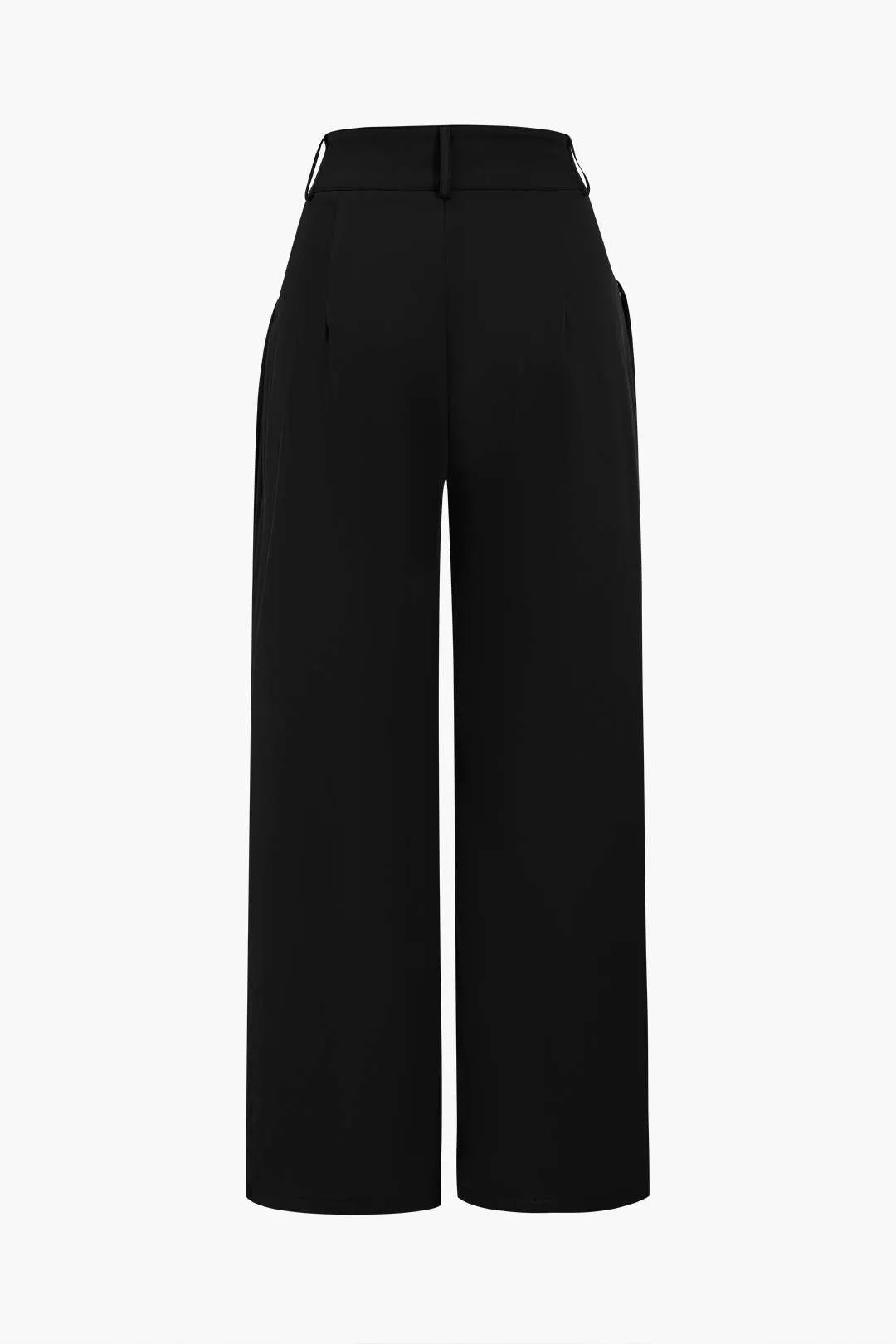 Solid Wide Leg Pocket Trousers