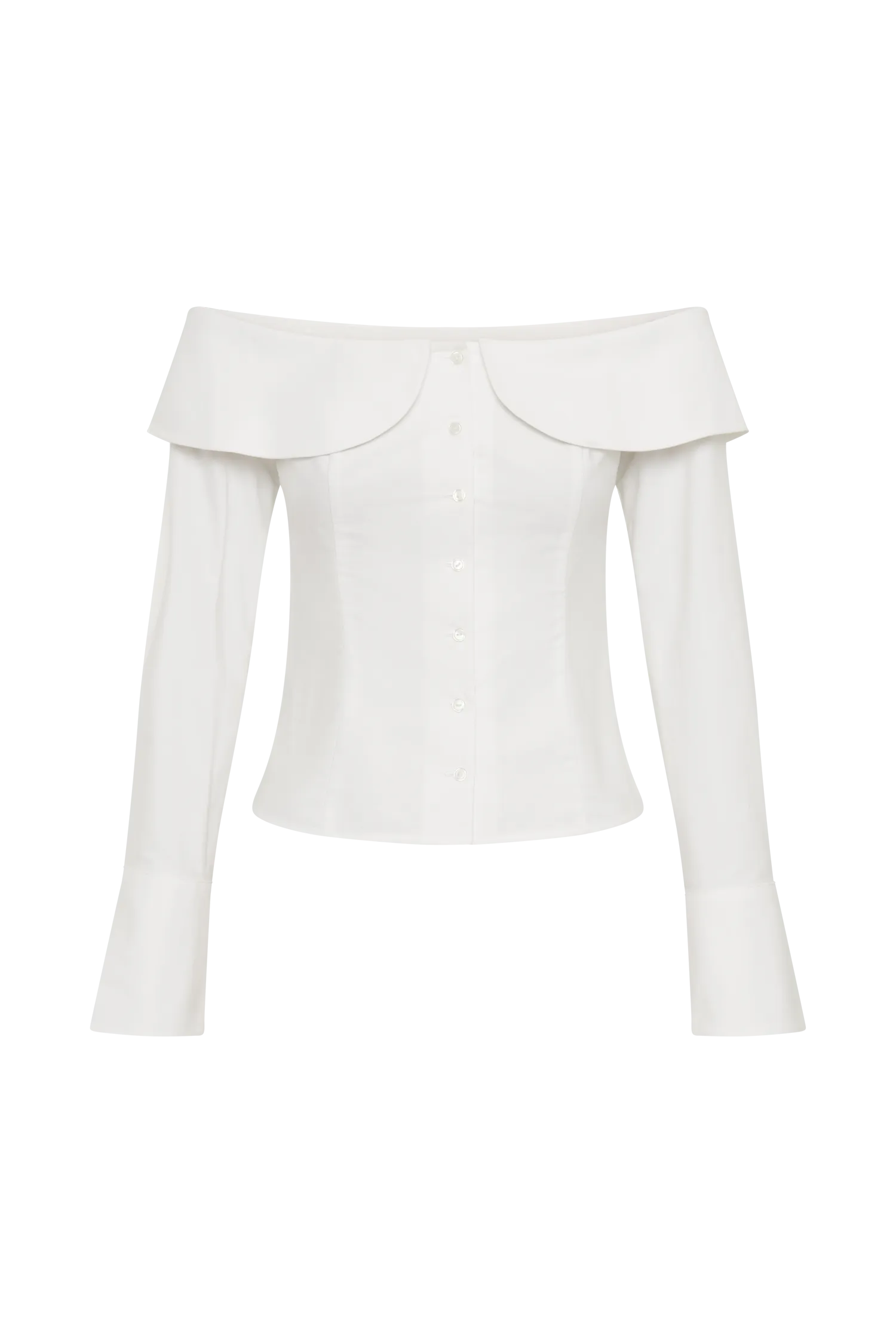 Spencer Off Shoulder Shirting Top - White