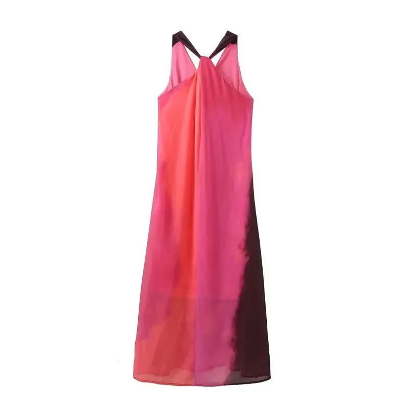 Splicing Halter Long Maxi Dress for Women - Summer Beach Fashion