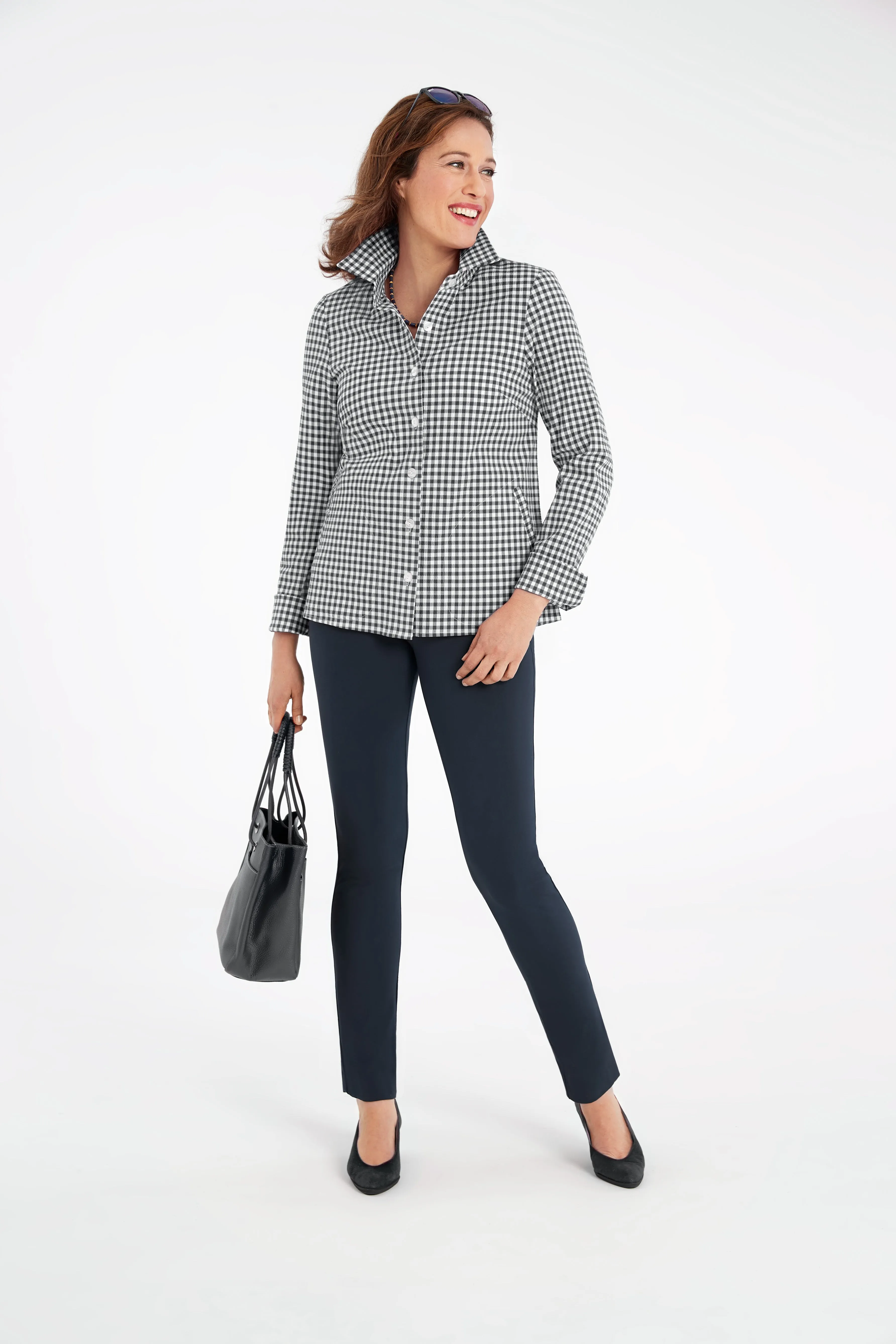 Stretch Seersucker Gingham Tunic