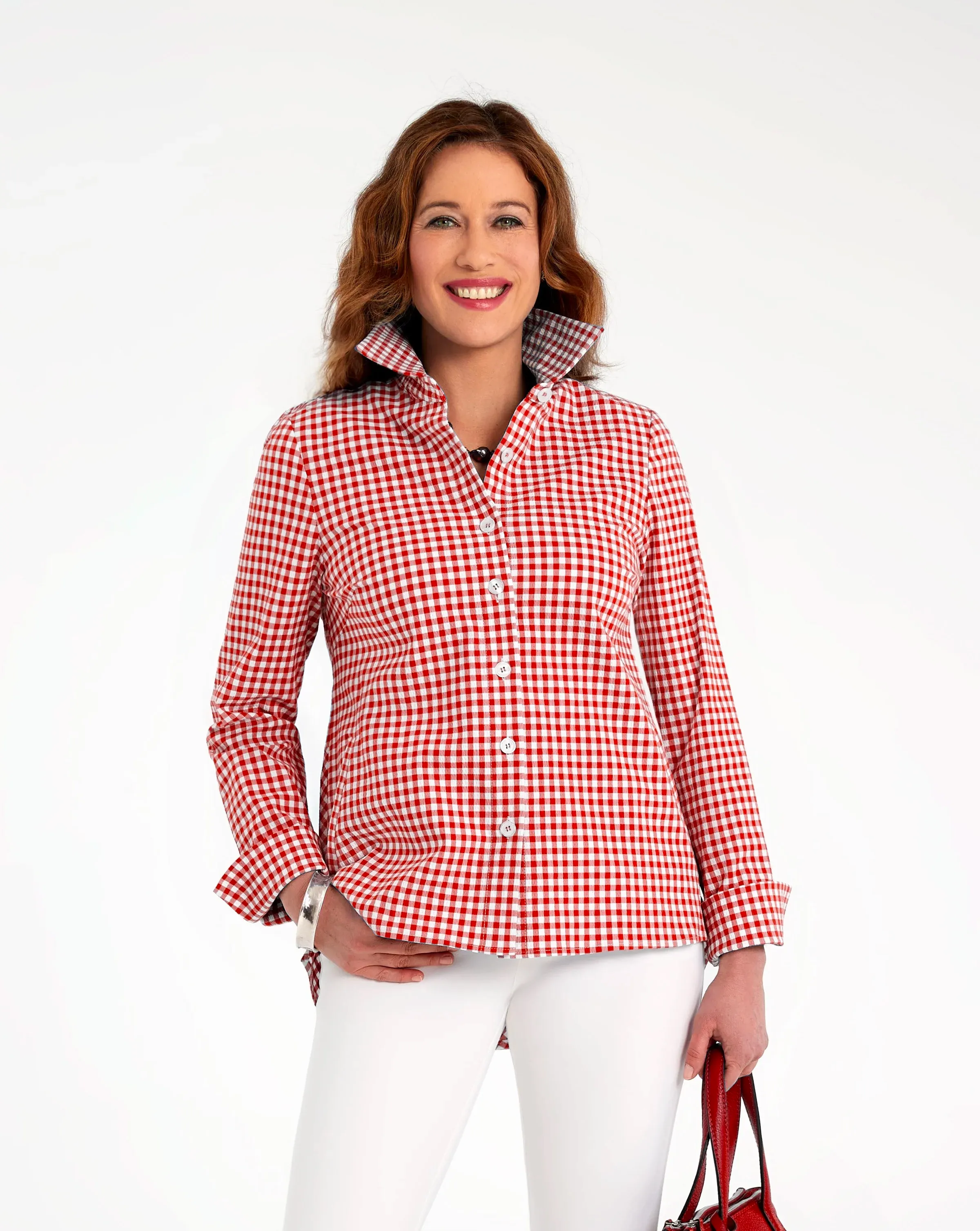 Stretch Seersucker Gingham Tunic