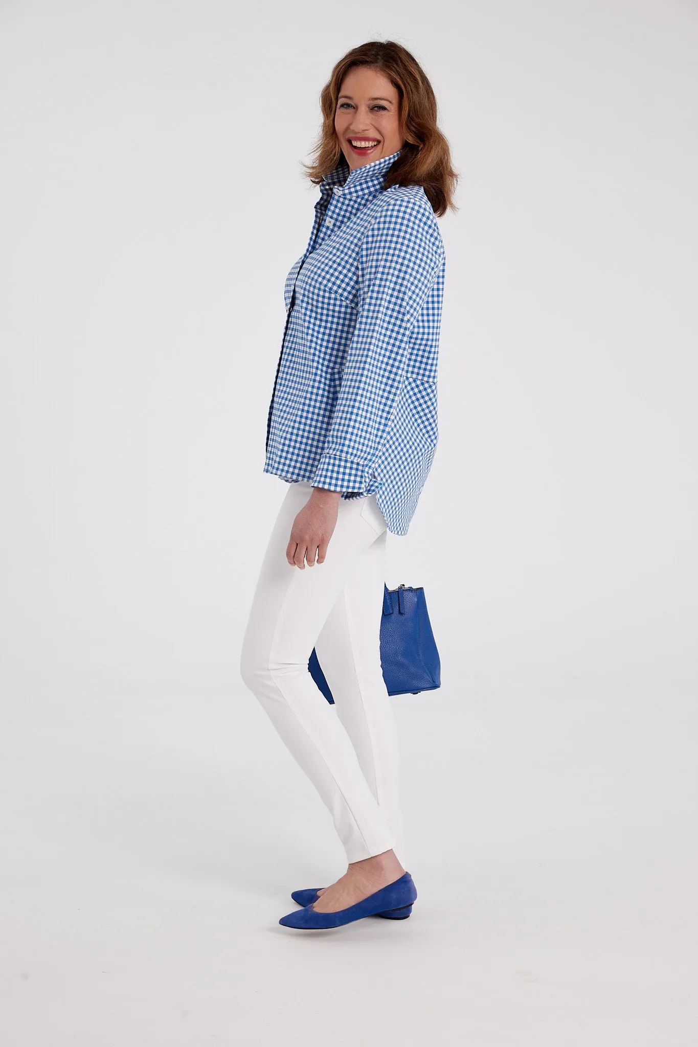 Stretch Seersucker Gingham Tunic