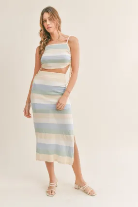 Striped Knit Cami and Midi Skirt Set