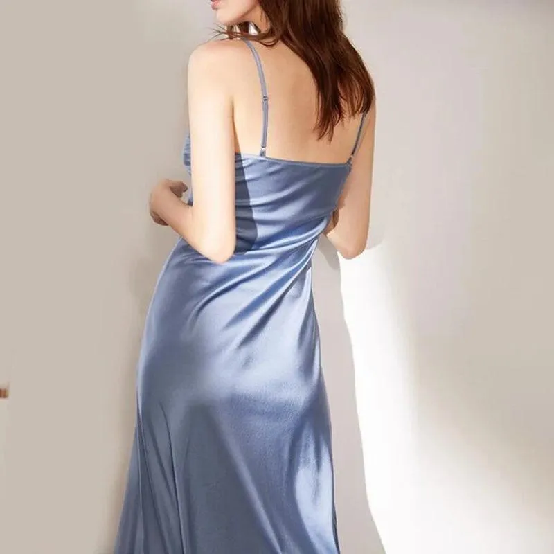 Summer Strap Satin Maxi Long Party Dress