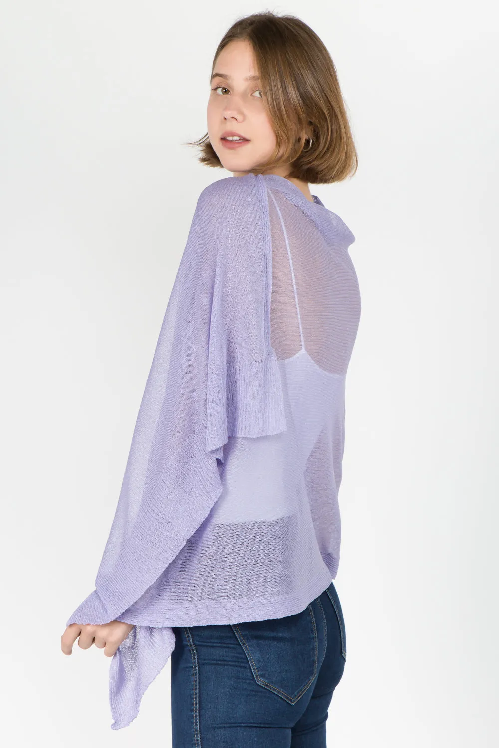 SV-8631 sheer shawl with buttons