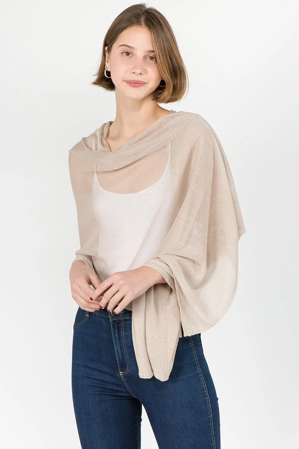 SV-8631 sheer shawl with buttons