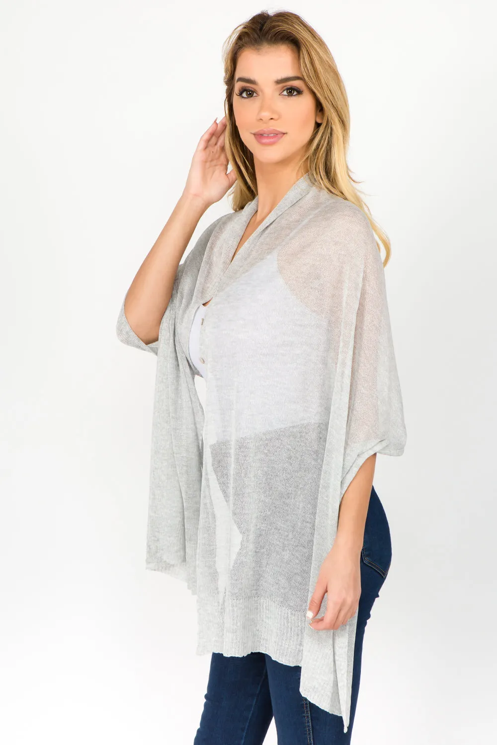 SV-8631 sheer shawl with buttons