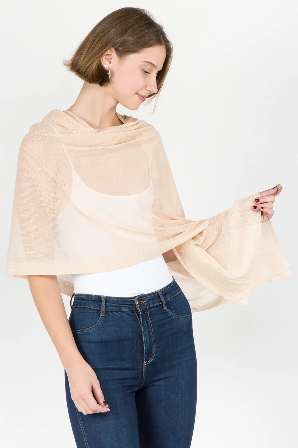 SV-8631 sheer shawl with buttons