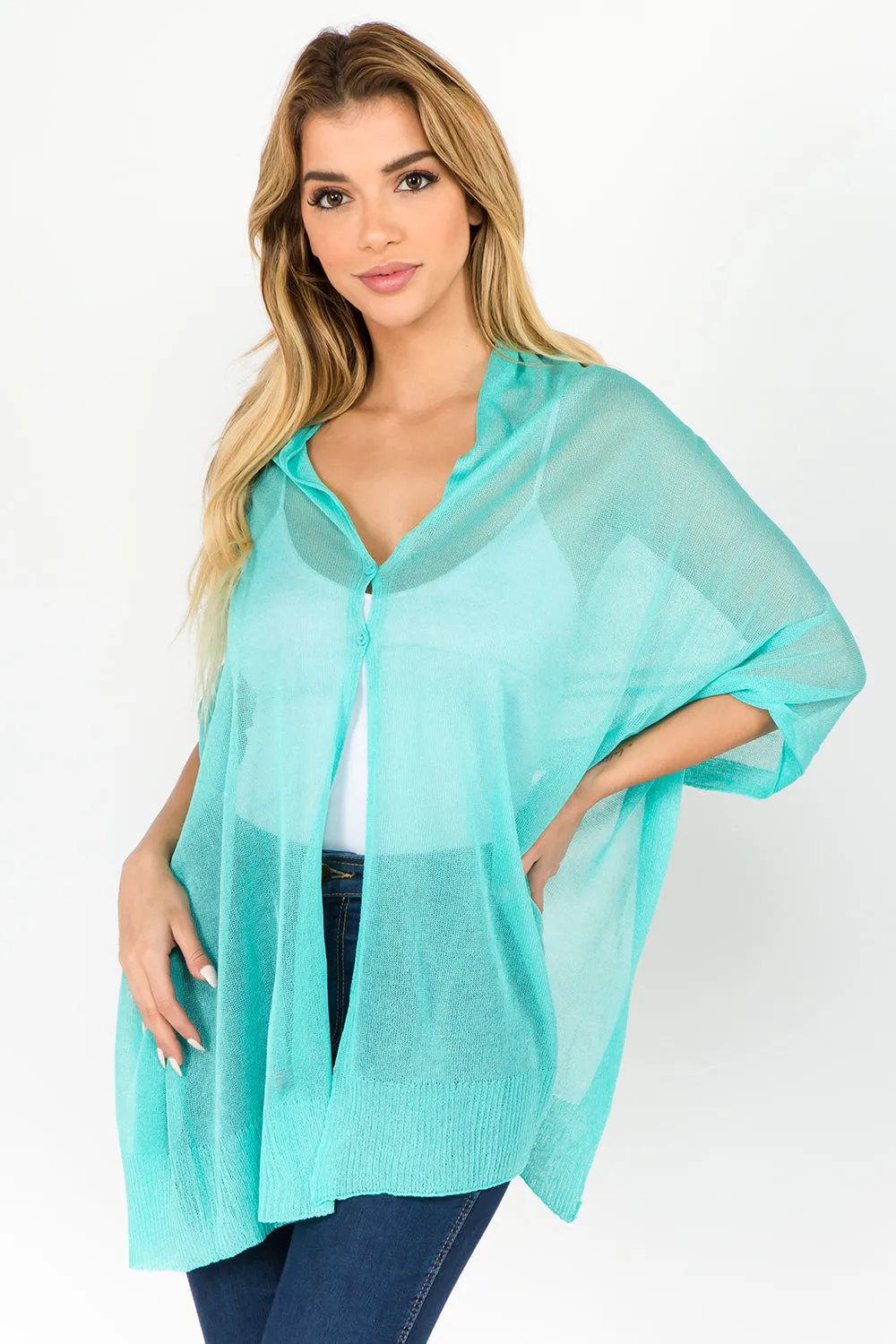 SV-8631 sheer shawl with buttons