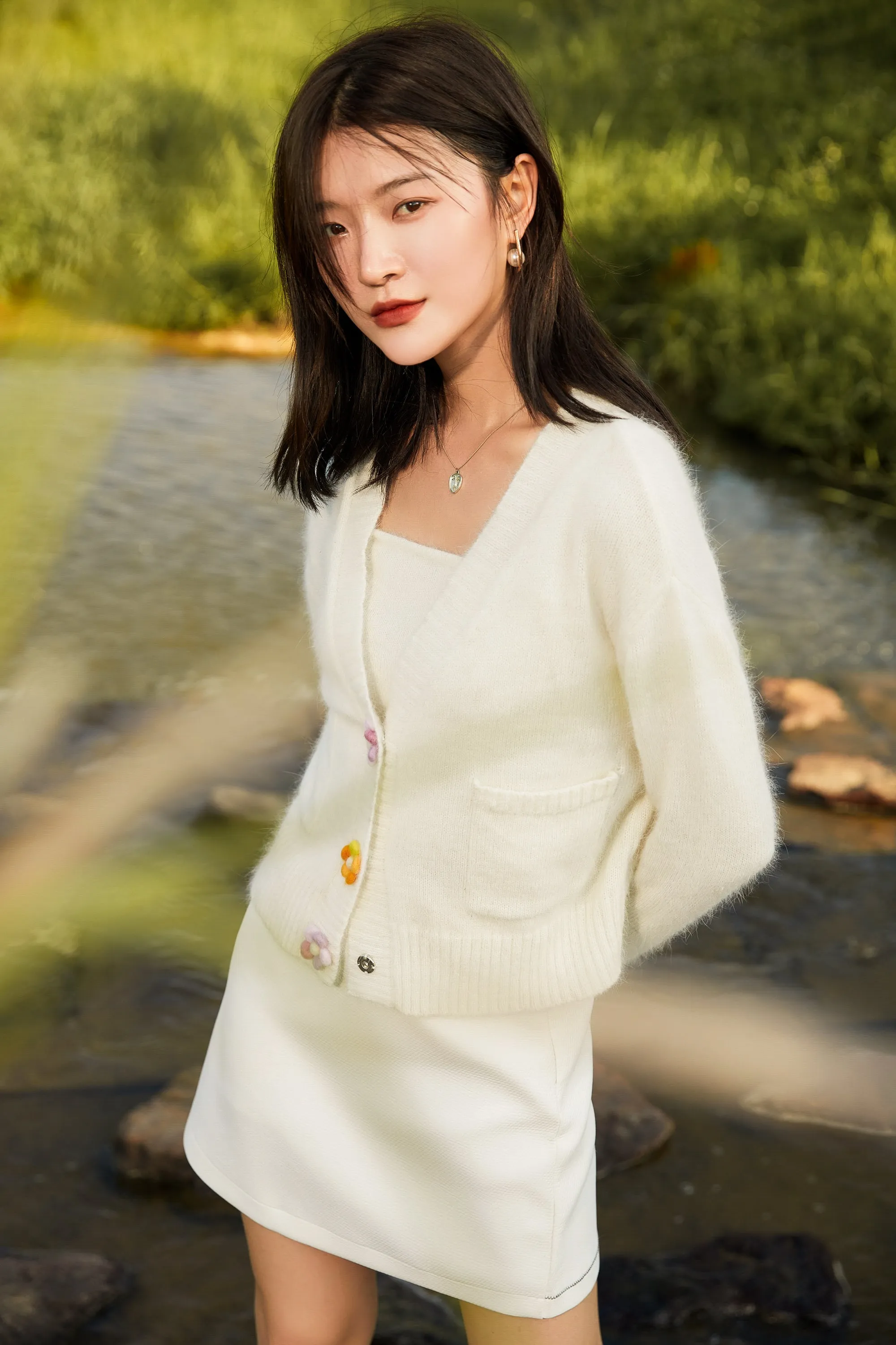 Sylphide | Lea Ivory Tank And Cardigan Set