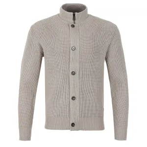 Thomas Maine Zip Thru Button Cardigan Knitwear in Beige