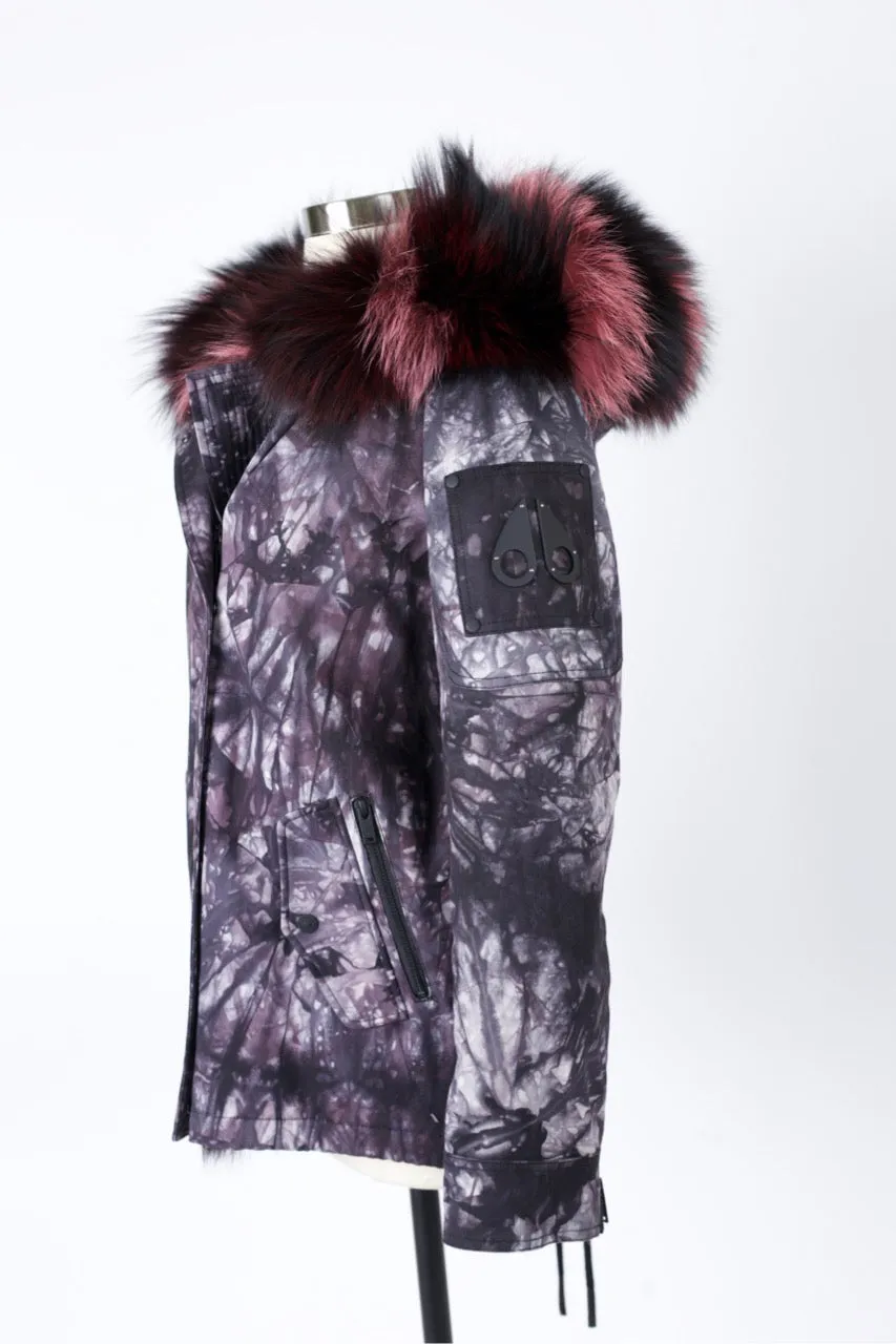 Tie Dye Fur Trim Puffer Jacket