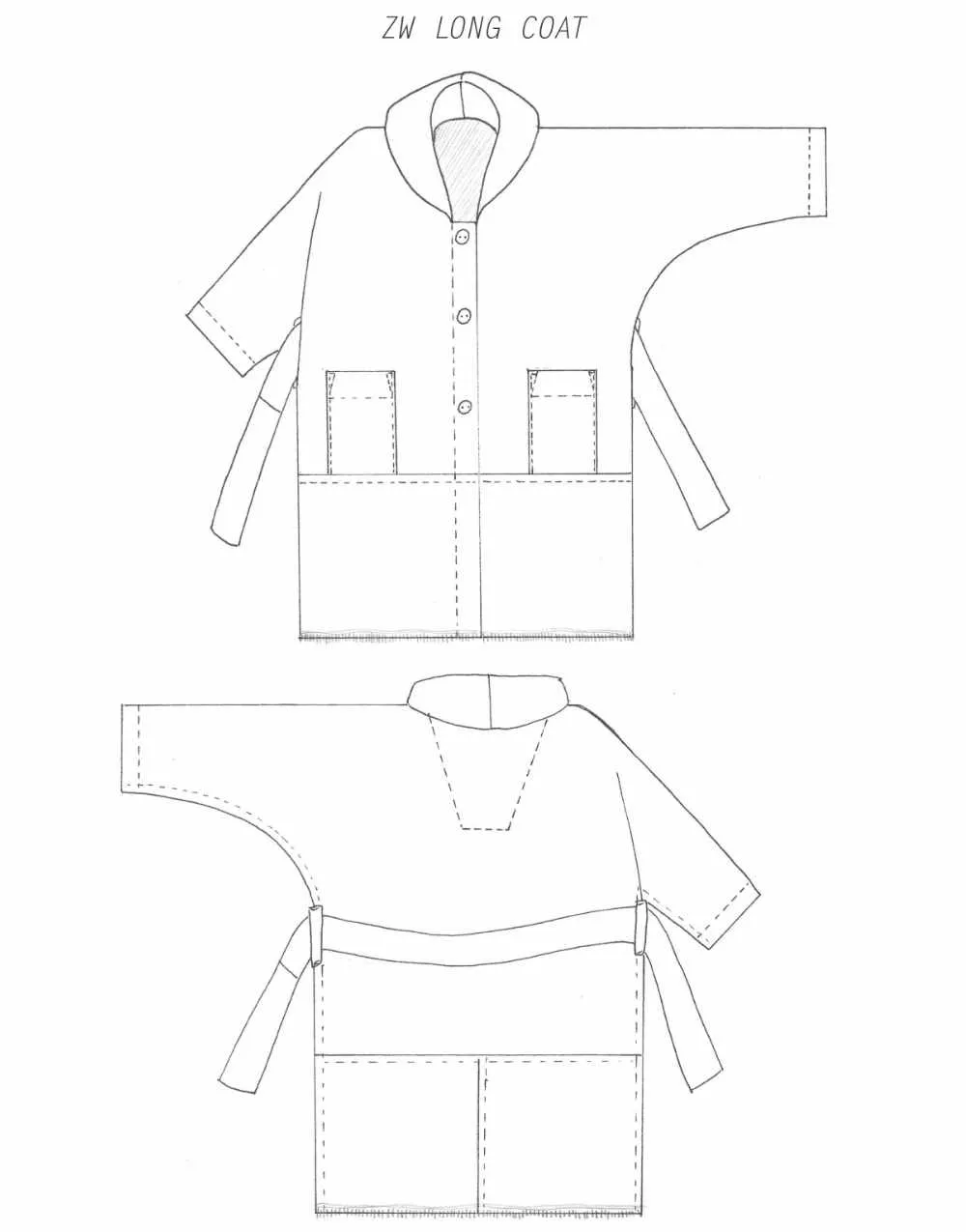 Unisex Coat Zero Waste Sewing Pattern PDF, Birgitta Helmersson