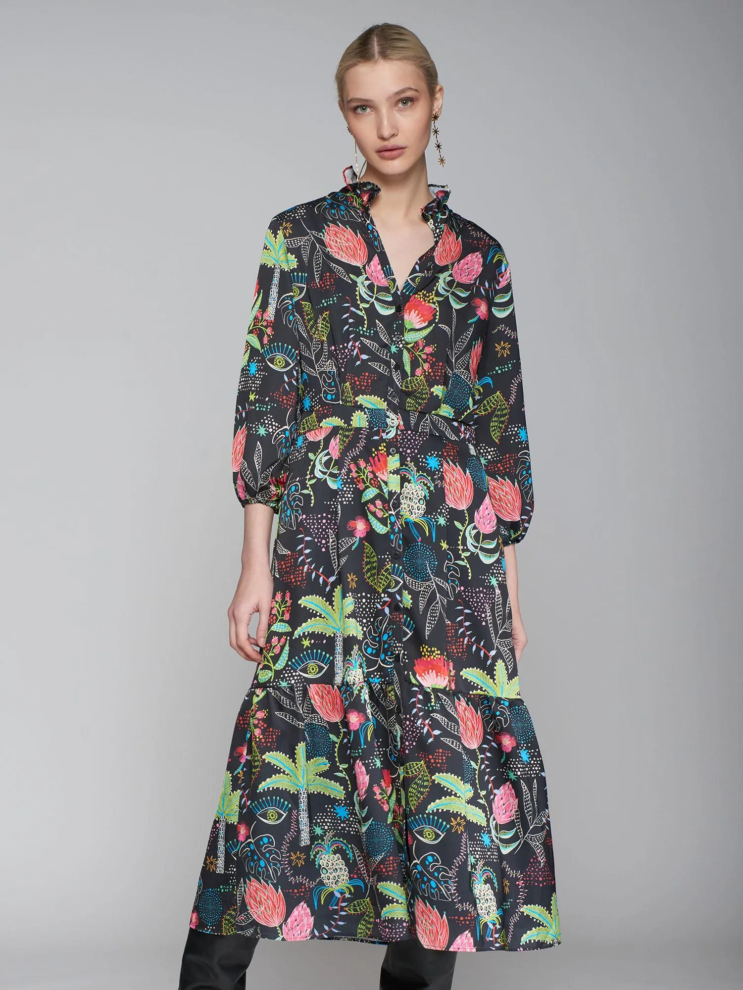 Vilagallo - Palm Tree Print Dress - Lucile