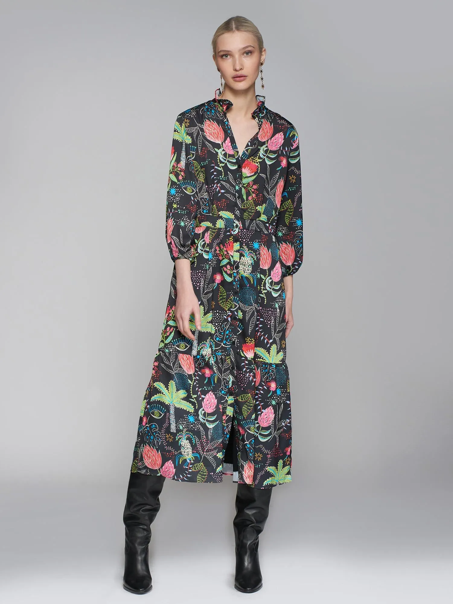 Vilagallo - Palm Tree Print Dress - Lucile