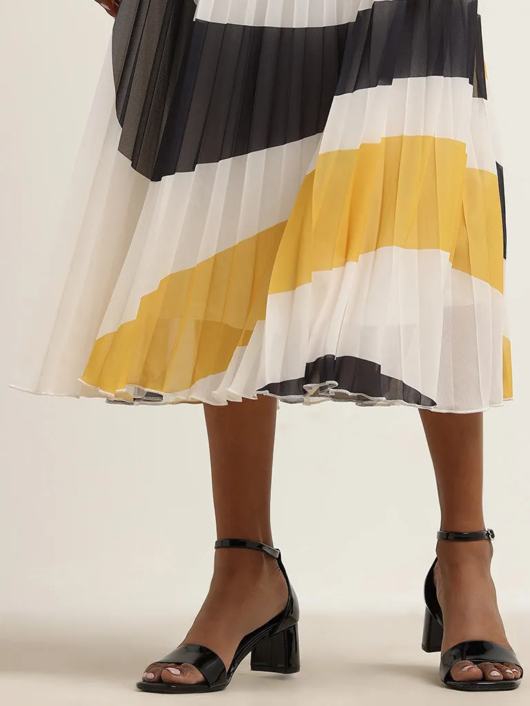 Wardrobe Yellow Accordion Pleated High-Rise Skirt