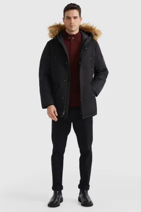 Water-Resistant Down Coat with Faux Fur Hood