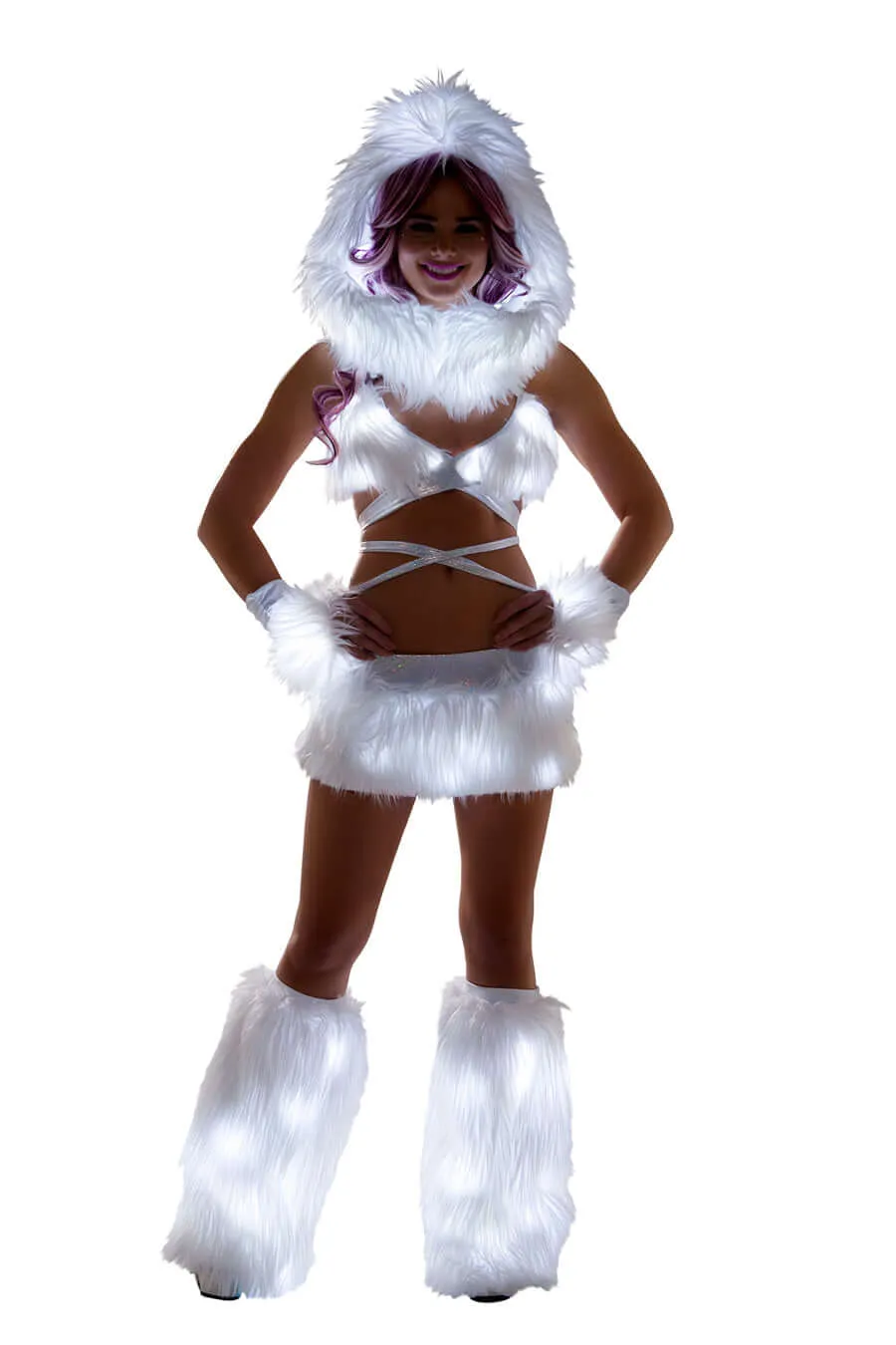 White Fur Light-up skirt with White lights