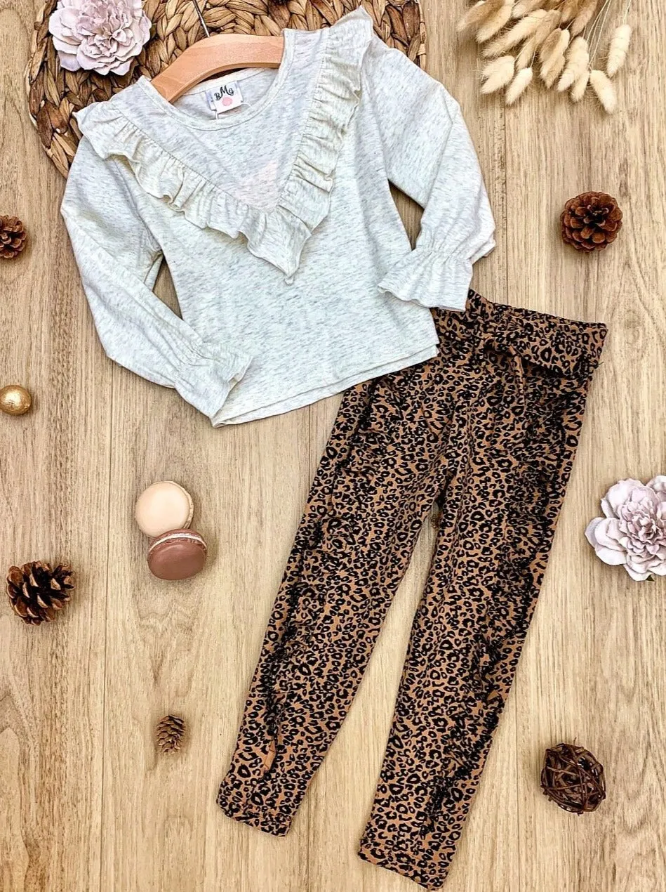 Wild and Ruffled Leopard Print Pants Set